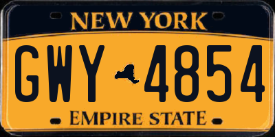NY license plate GWY4854