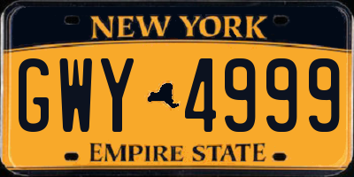 NY license plate GWY4999
