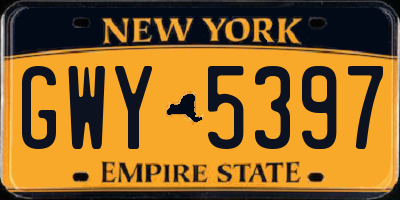 NY license plate GWY5397