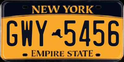 NY license plate GWY5456