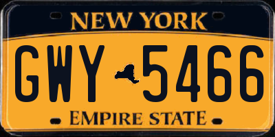 NY license plate GWY5466