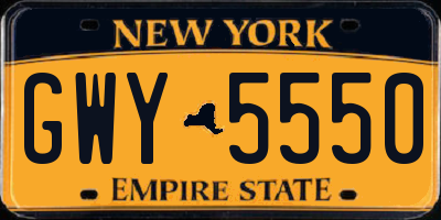 NY license plate GWY5550