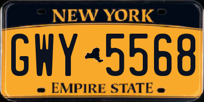 NY license plate GWY5568