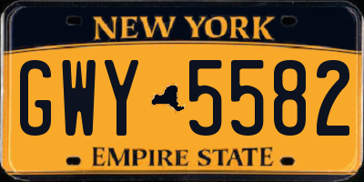 NY license plate GWY5582