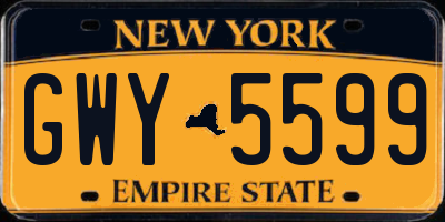 NY license plate GWY5599