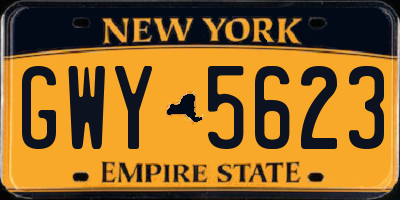 NY license plate GWY5623