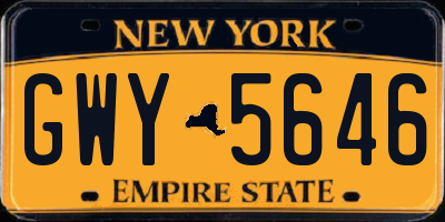 NY license plate GWY5646