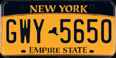 NY license plate GWY5650