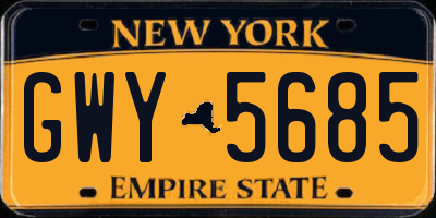 NY license plate GWY5685
