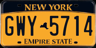 NY license plate GWY5714