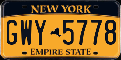 NY license plate GWY5778