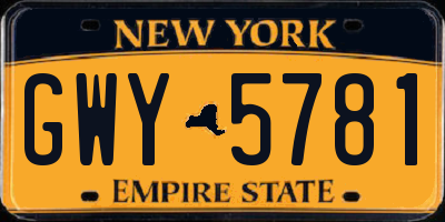NY license plate GWY5781