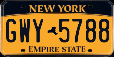 NY license plate GWY5788