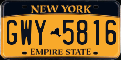 NY license plate GWY5816
