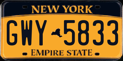 NY license plate GWY5833