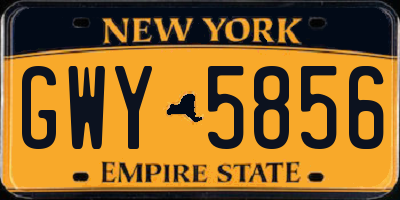 NY license plate GWY5856