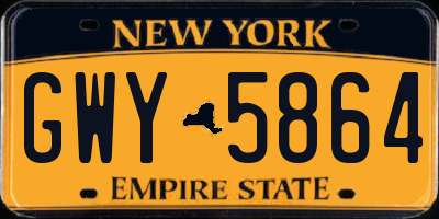 NY license plate GWY5864