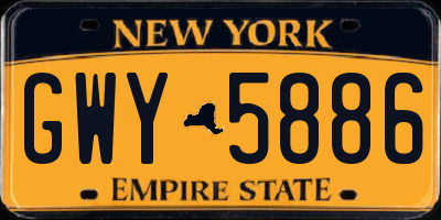 NY license plate GWY5886