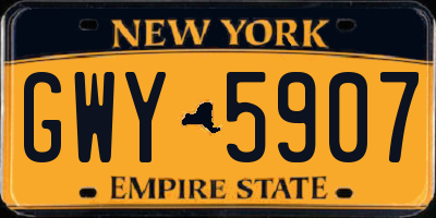 NY license plate GWY5907