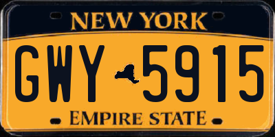NY license plate GWY5915