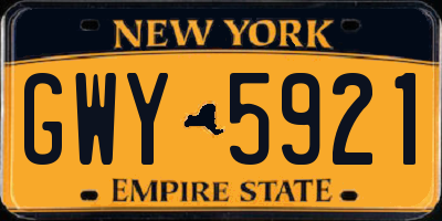 NY license plate GWY5921