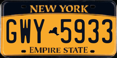 NY license plate GWY5933