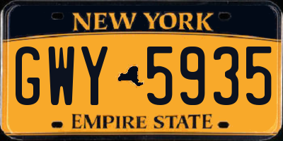 NY license plate GWY5935
