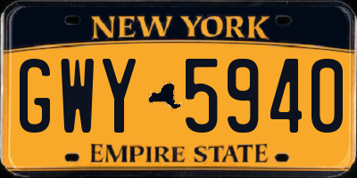 NY license plate GWY5940