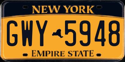 NY license plate GWY5948
