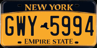 NY license plate GWY5994