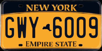 NY license plate GWY6009
