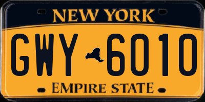 NY license plate GWY6010