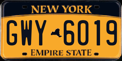 NY license plate GWY6019