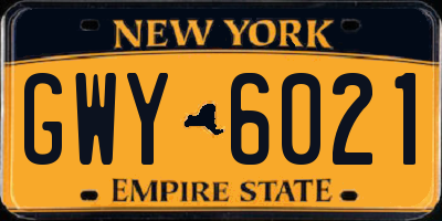 NY license plate GWY6021