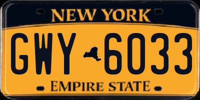 NY license plate GWY6033