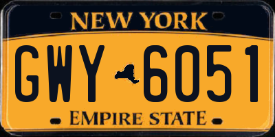 NY license plate GWY6051