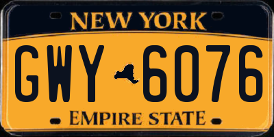 NY license plate GWY6076