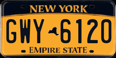 NY license plate GWY6120