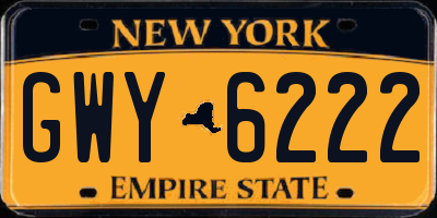 NY license plate GWY6222