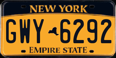 NY license plate GWY6292