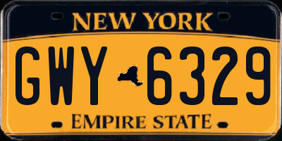 NY license plate GWY6329
