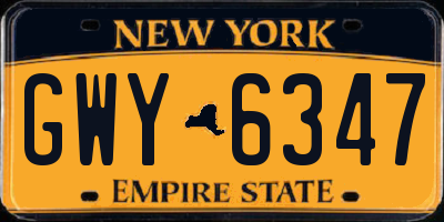 NY license plate GWY6347