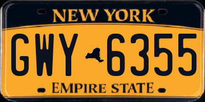 NY license plate GWY6355