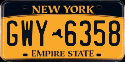 NY license plate GWY6358