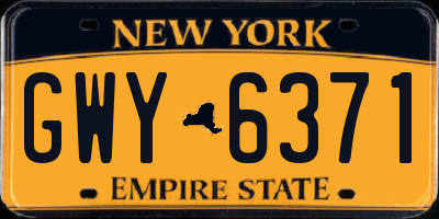 NY license plate GWY6371
