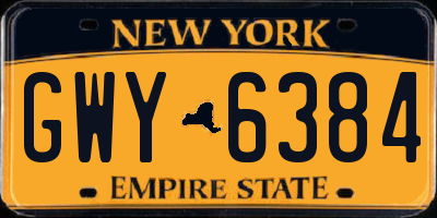 NY license plate GWY6384