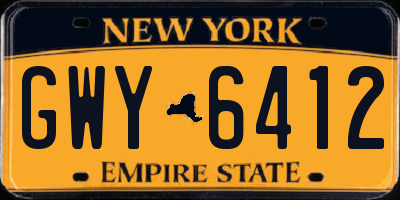 NY license plate GWY6412