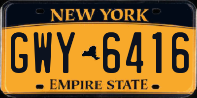 NY license plate GWY6416