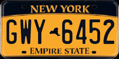 NY license plate GWY6452