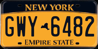 NY license plate GWY6482